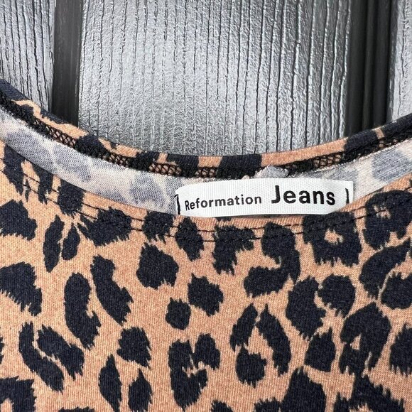 Reformation Jeans Dress Midi Wrap Kaila Jersey Y2K Animal Leopard Print Size S - Picture 6 of 8